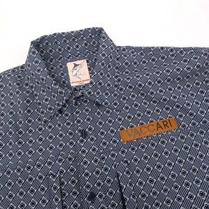 Vaccari Outdoor Series Mens Large Blue Geometric Short Sleeve Fishing Shirt Vent